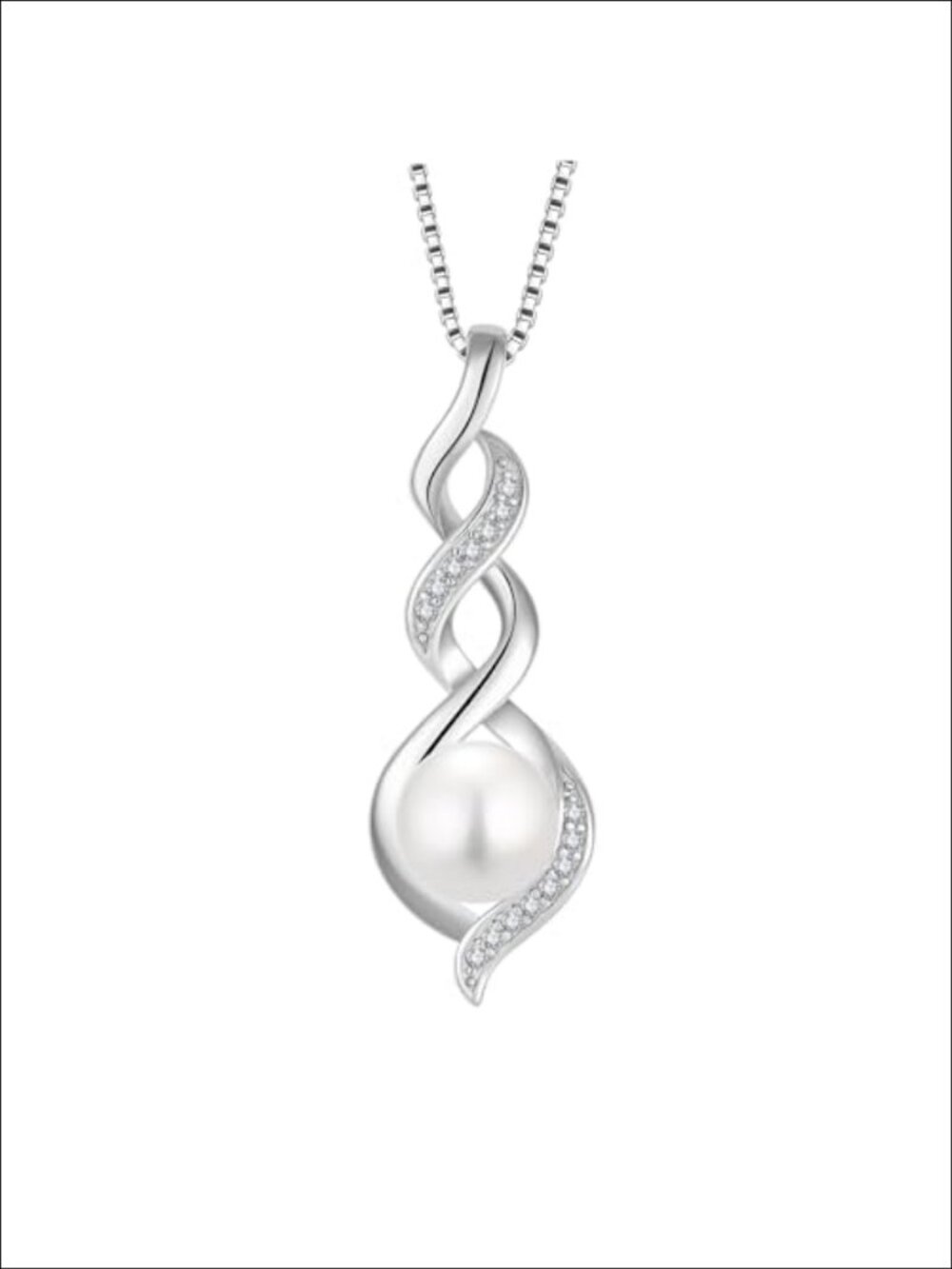 Freshwater Pearl Necklace 925 Sterling Silver Infinity Pendant Jewelry Gift